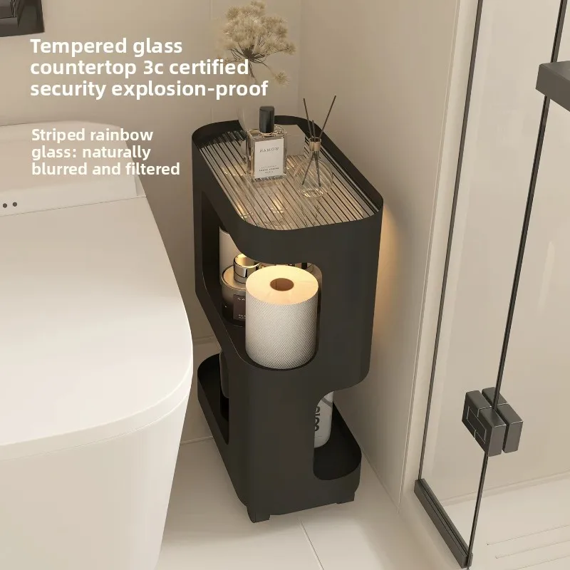 Bathroom Crevice Side 20cm Storage Cabinet Narrow Toilet Special Rack Floor-to-ceiling Multifunctional Storage Rack Home Storage