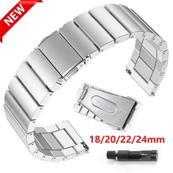 Solid Metal Watch Band 18mm 20mm 22mm 24mm Stainless Steel Wristband Smartwatch Replacement Strap Bracelet Watch Accessories