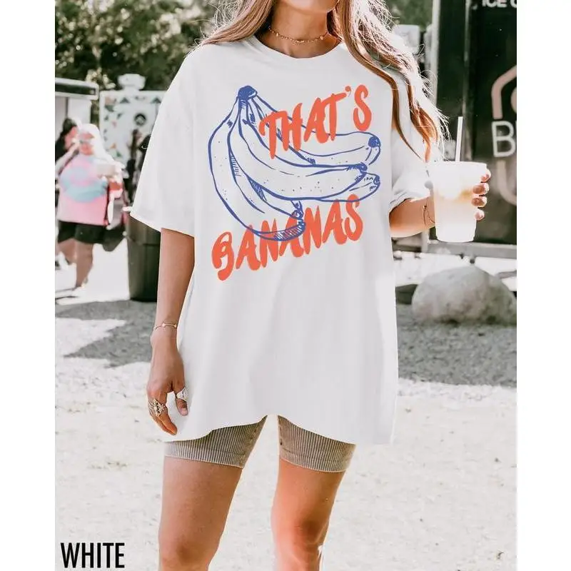 

Banana Shirt - Vintage Aesthetic Graphic Tee With Bananas Design, Funny Fruit TShirt Casual Style, Relaxed Fit, All Seasons