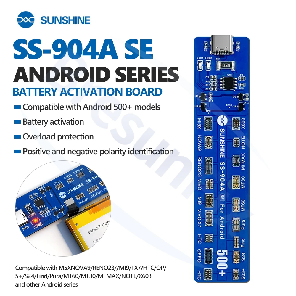 SUNSHINE SS-904 SE Android Battery Activation Board Low-Power Activation for Android Phone Battery Activation in Repair Tool