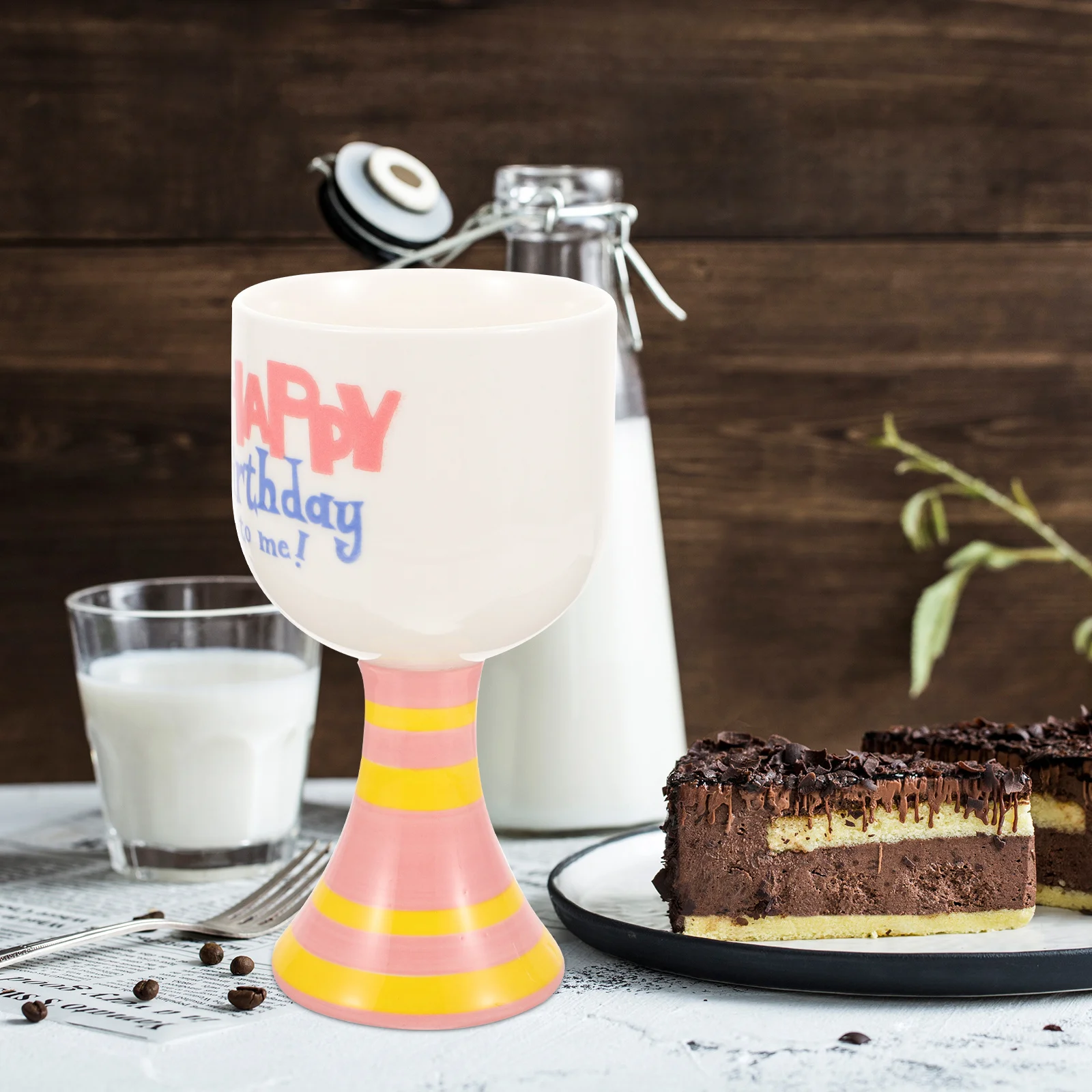 

Birthday Party Ceramic Mug Footed Cup Safe Smooth Drinking Cup Happy Birthday Gift Footed Mug Ceramic Goblet Drinks Goblets