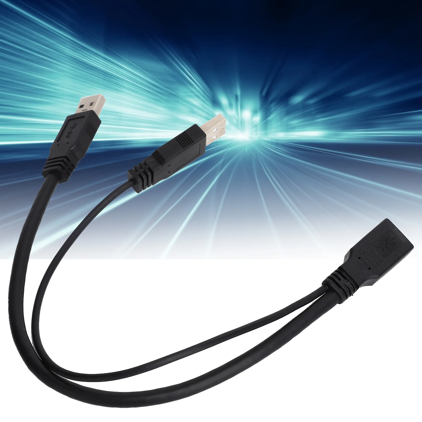 30cm Extension Cable Converter Auxiliary Power USB 3.0 Female to Dual Male for 2.5in Mobile Hard Disk Charging Cord Data Cable