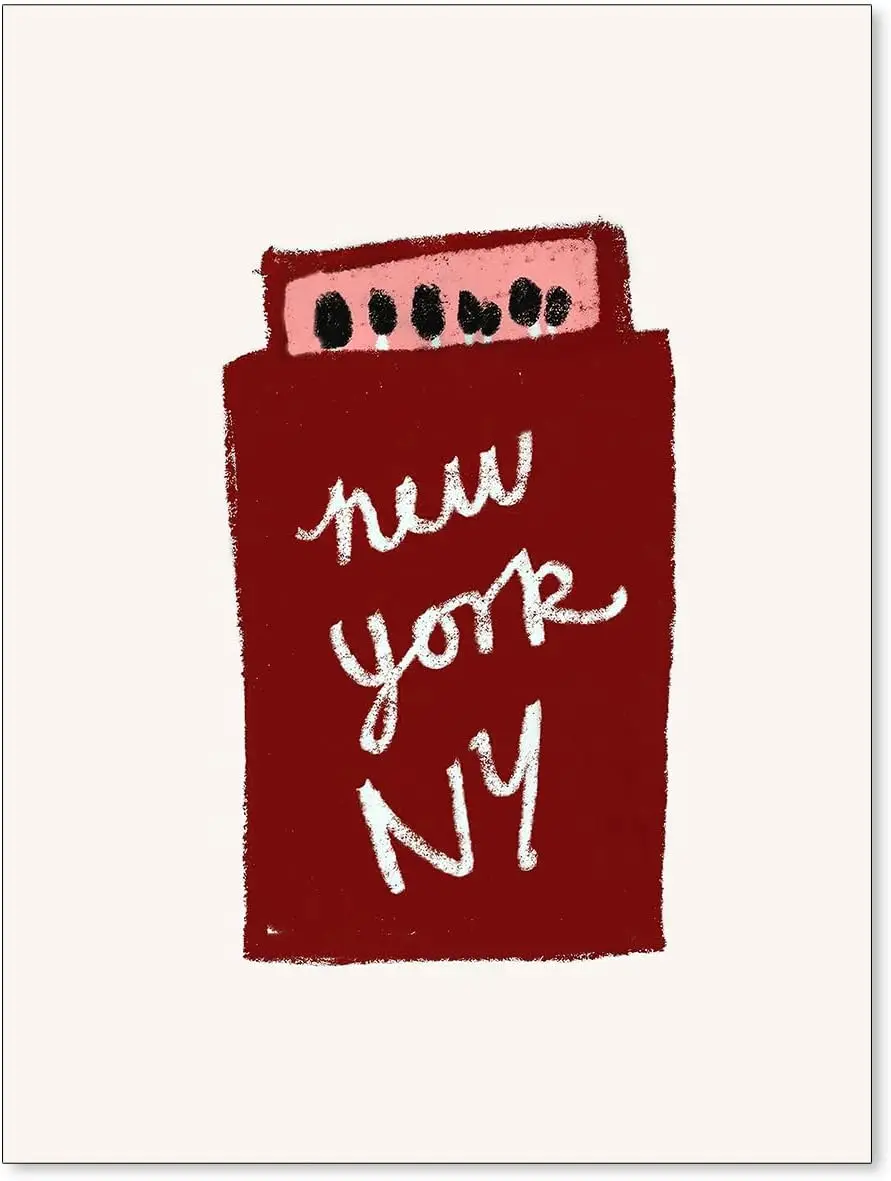 Red New York Matchbox Poster Canvas Painting Wall Art Fashion Modern Printing Living Room Kitchen Wall Decoration Frameless