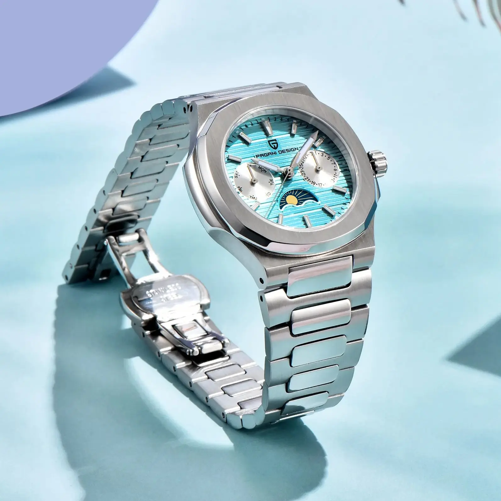 2025 Nuovi orologi da uomo PAGANI DESIGN Orologio al quarzo di lusso da uomo con fasi lunari Orologio cronografo multifunzionale automatico con data e settimana