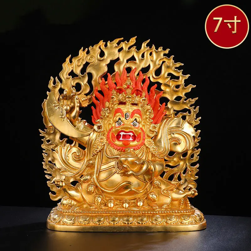 Pure copper full gilt two-armed Mahagala Buddha statue ornament Tibetan tantra Buddhist platform home offering Dharma protector