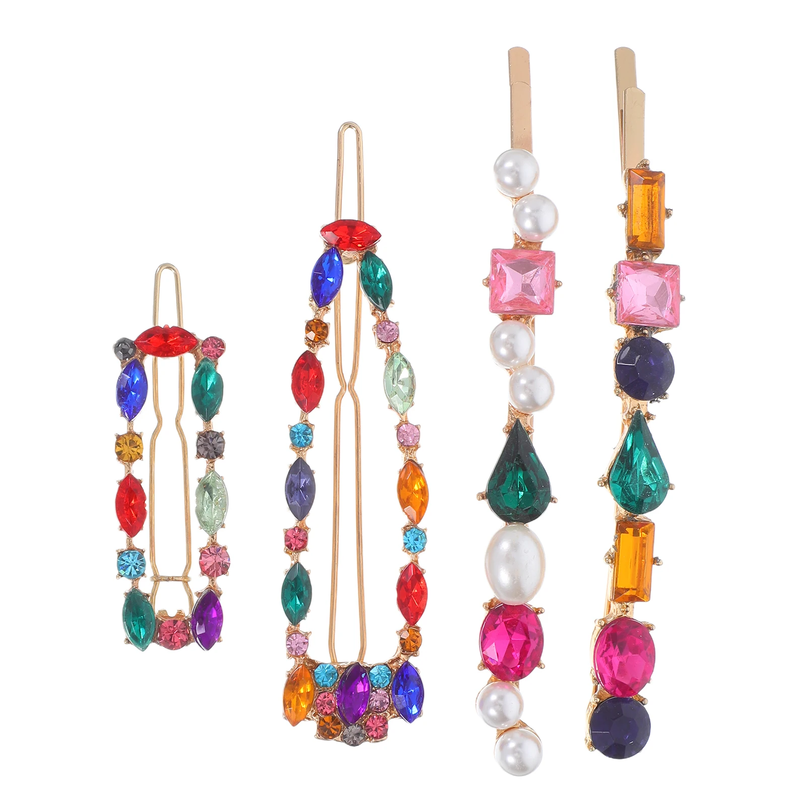 

4 Pcs Hair Clip Set Pins for Women Accessories Rhinestone Clips Styling Fashionable and Versatile