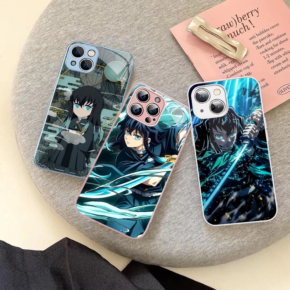 Anime Muichiro Tokito Phone Case Tempered Glass For Iphone 14 13 12 11 Pro Mini XS MAX 14Plus X XS XR Fundas