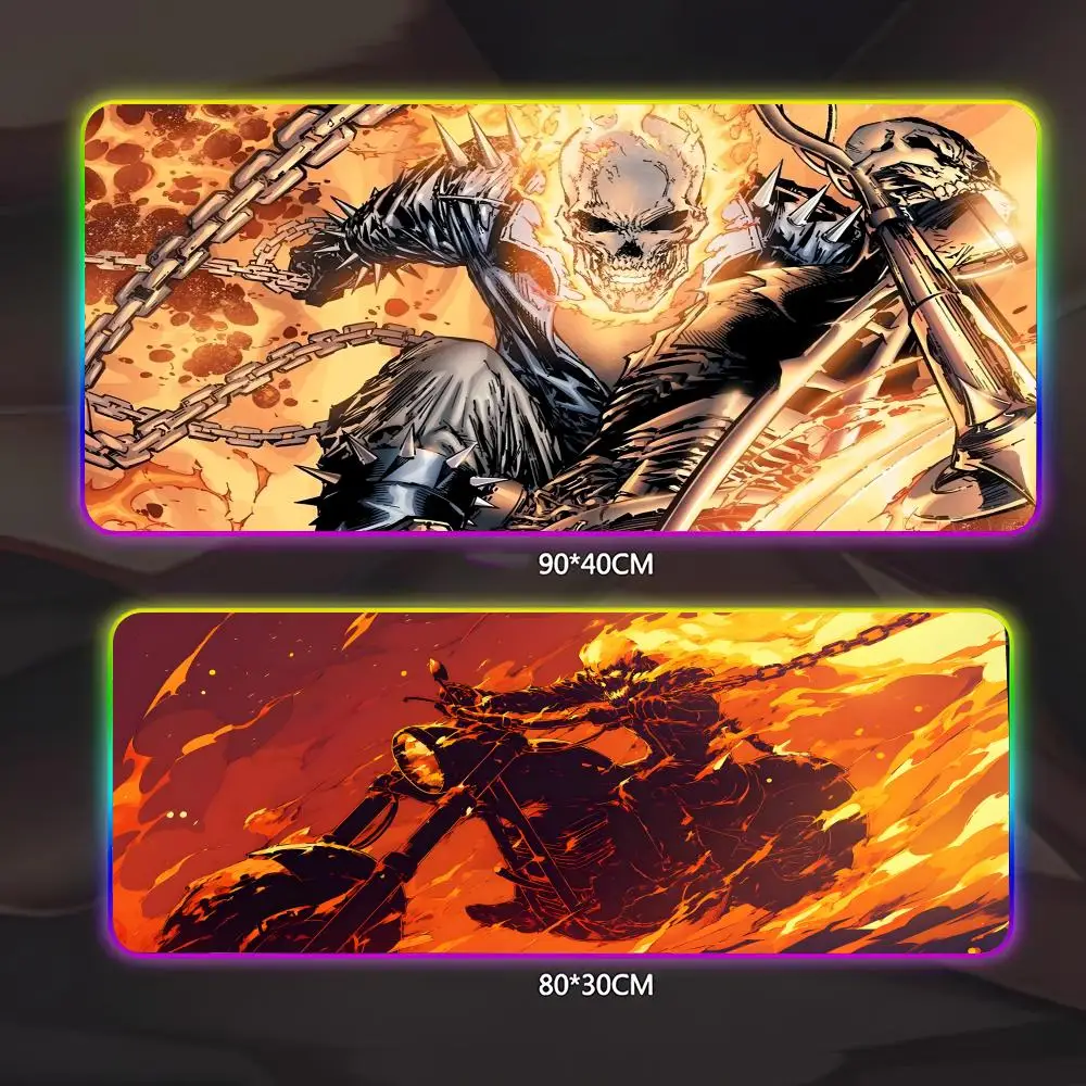 

Cool Ghost Rider Mouse Pad Gamer Luminescence Led Mouse Pad Gaming Table Rgb Deskmat Keyboard Pc Mousepad