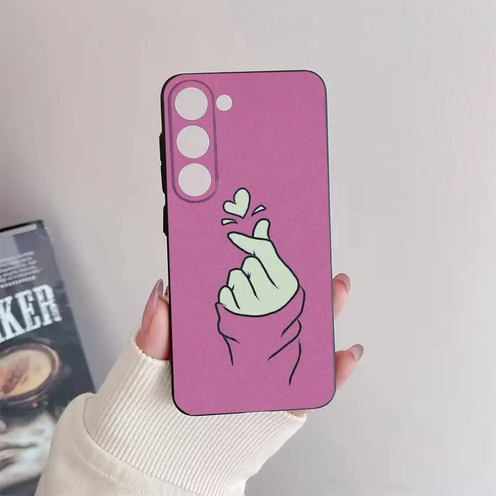 Casing Ponsel Tangan Cantik untuk Samsung Galaxy A73,72,51,53,52,71,22,5G,Note,J7,8,9 Sampul Hitam Lembut