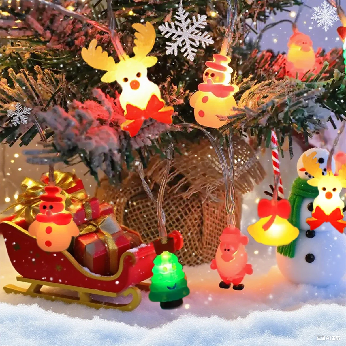 1pc Christmas Atmosphere Light String 10/20 LED Christmas Tree Hanging Lights Suitable For Home Party Holiday Indoor Decoration