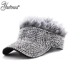 [YARBUU] New Fashion Four Seasons Baseball Cap For Men Wig Hat Rhinestone Gorras Hombre Sun Protection Casquette Hats Adjustable