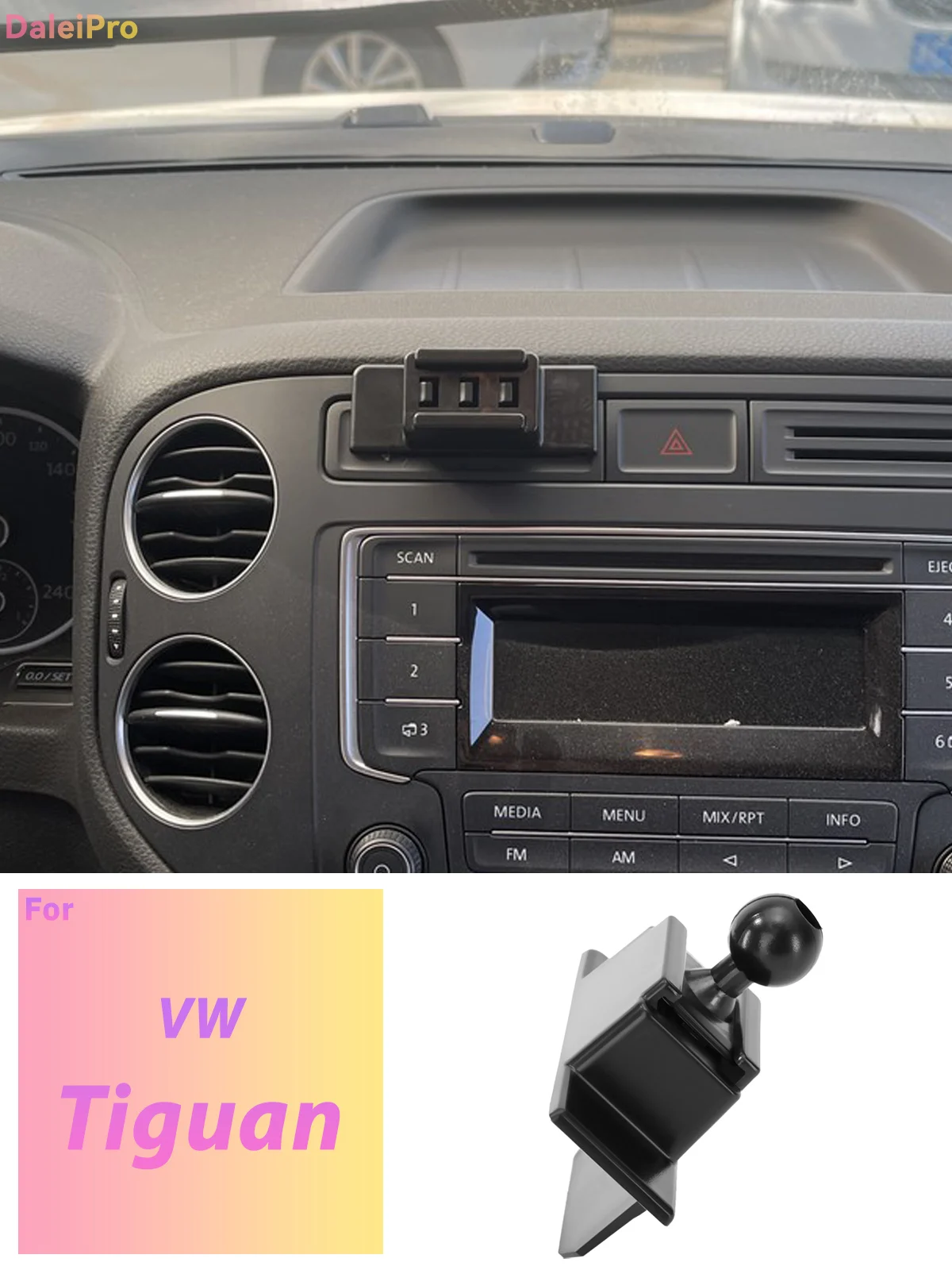 Maßgefertigte Magnetische Handyhalterung mit Luftstromkühlung für VW Tiguan 5N MK1 2007-2015 2016, 360° Drehbar ° Schwenkbare Telefonhalterungsbasis – Detail 1