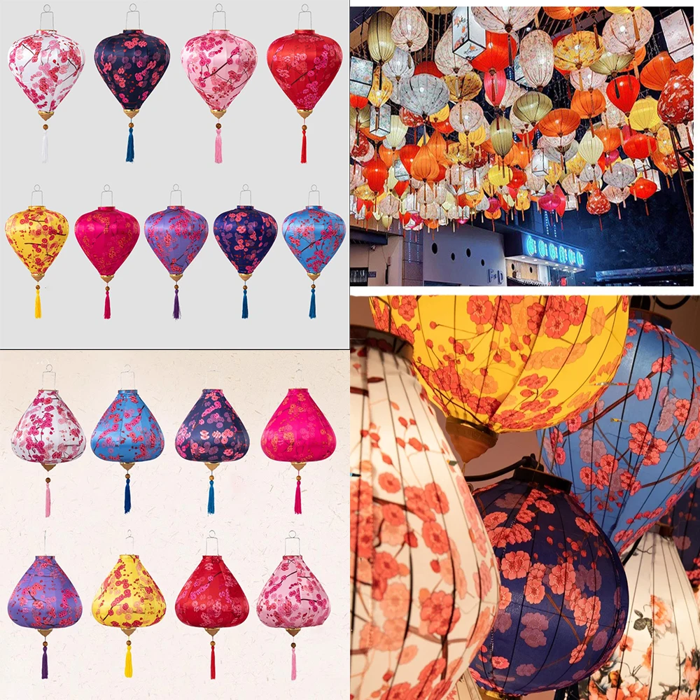 Chinese Traditional Hanging Lanterns Peony Floral Pattern Colth Lanterne New Year Party Wedding Festival Lantern Decoration