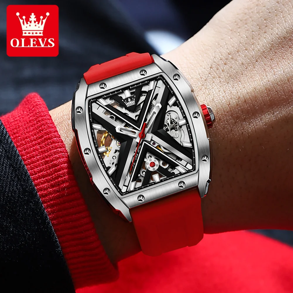 

OLEVS 6662 Luxury Men's Watches Top Brand Tonneau Case Automatic Mechanical WristWatch For Man Waterproof Luminous Sports Reloj