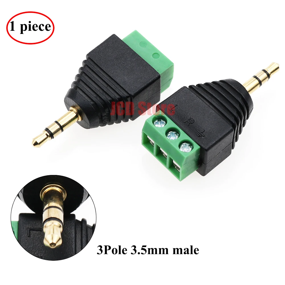 JCD 1pc 3.5mm 2.5mm 2/3/4 Pole Male Plug / Female Socket To Screw Terminal Connector Mono/Stereo 1/8 Inch Headphone Audio Jack