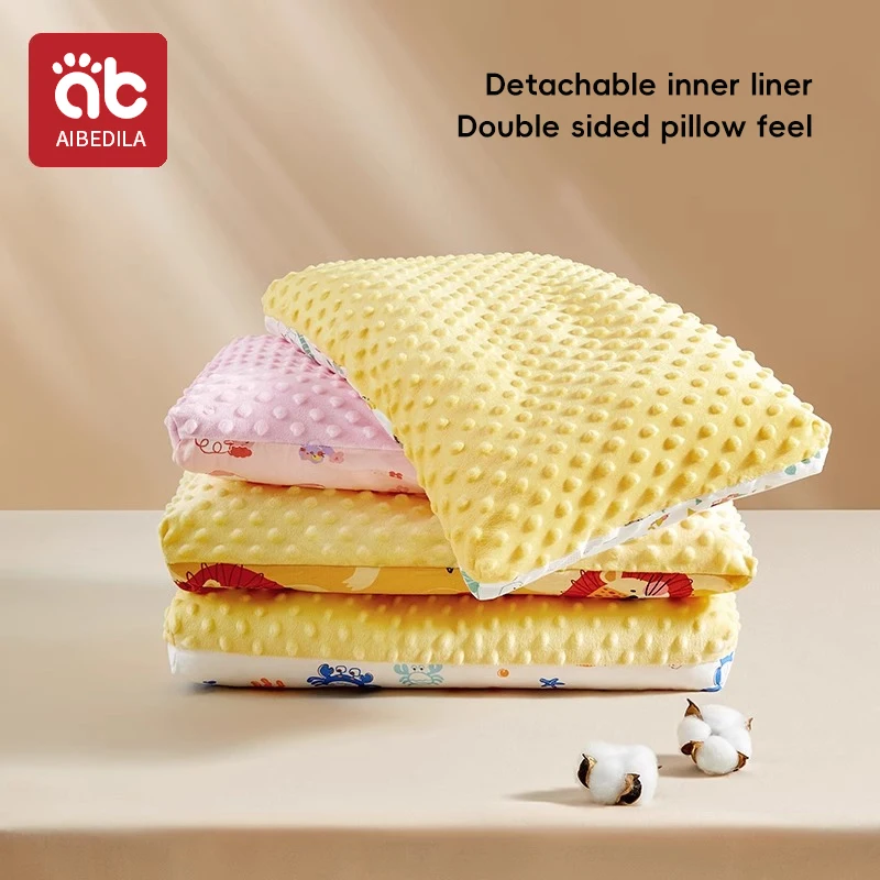 AIBEDILA Toddler Pillow Double Sided Breathable Soft Cotton Kids Pillow 50-30cm Neck guard Skin-friendly Small Pillow 1-6Y