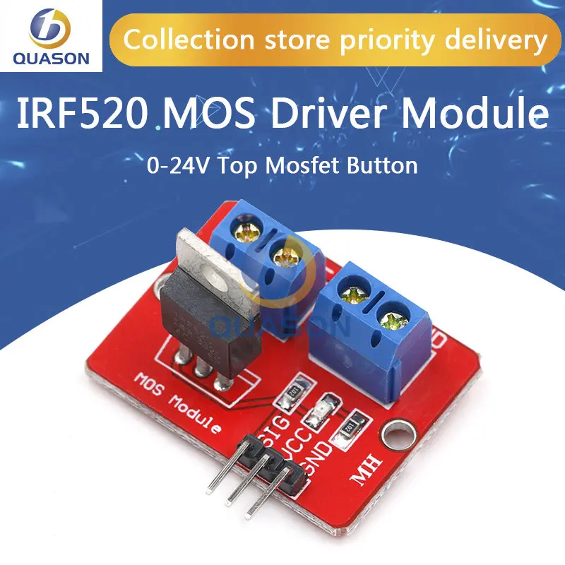 Modulo Driver MOS IRF520 pulsante Mosfet superiore 0-24V per Arduino MCU ARM pi