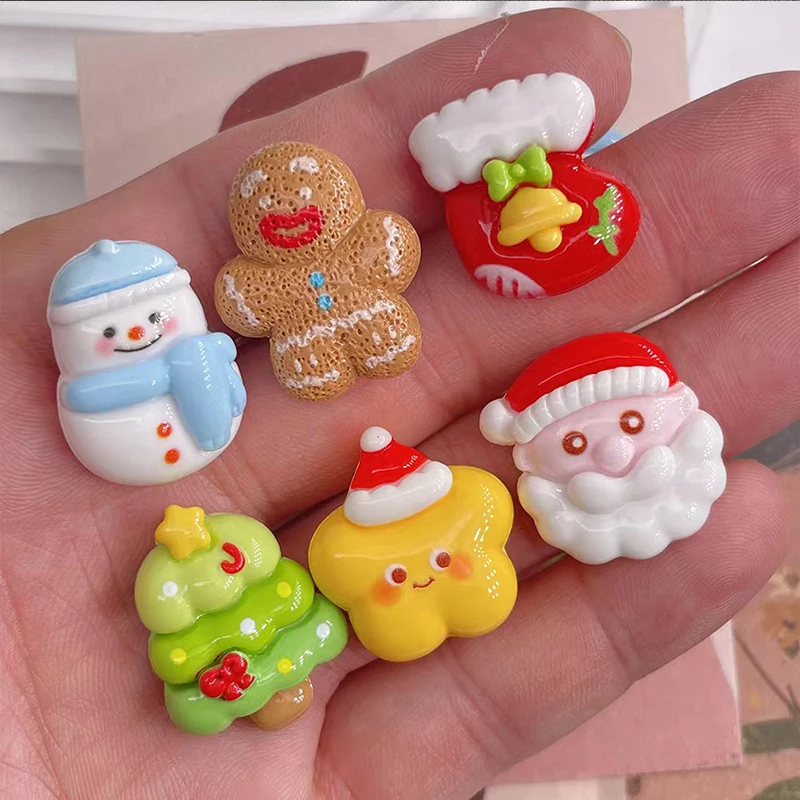 10 Stuks 2023 3d Kawaii Cartoon Kerst Hars Nagel Charmes Accessoires Diy Nail Art Decoraties Manicure Ornamenten