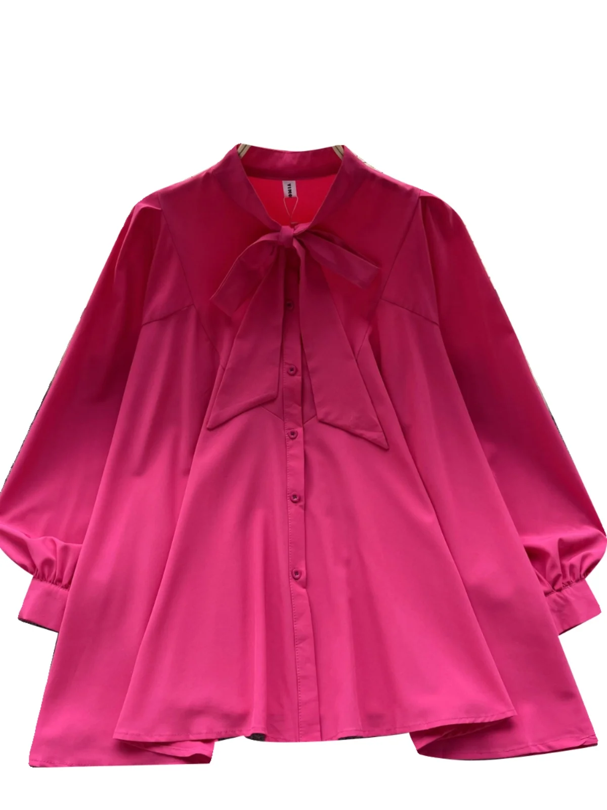 قميص نسائي بأكمام طويلة بتصميم فضفاض على الطراز الرجعي مع عقدة فراشة، قطعة علوية فائقة الأناقة بأسلوب كوري عصري للعمل #5