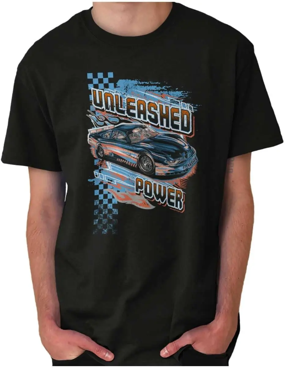 Brisco Brands Cool Retro Unleashed Power Racecar Graphic T Shirt Men or Women