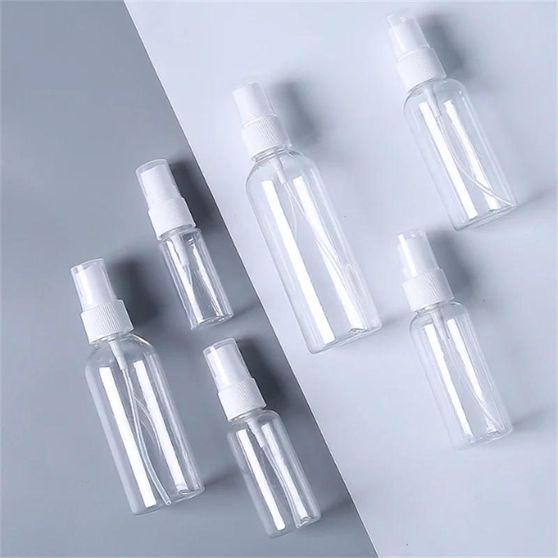 

50PCS Mini Spray Bottle Set - 20ml 30ml 50ml 100ml Plastic Refillable Perfume Bottles Portable Atomizers for Travel Accessories