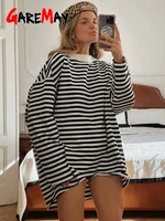 T-shirt Rayé à Manches sulfpour Femme, 95% Coton, Noir et Blanc, Décontracté, Basique, Vintage 1