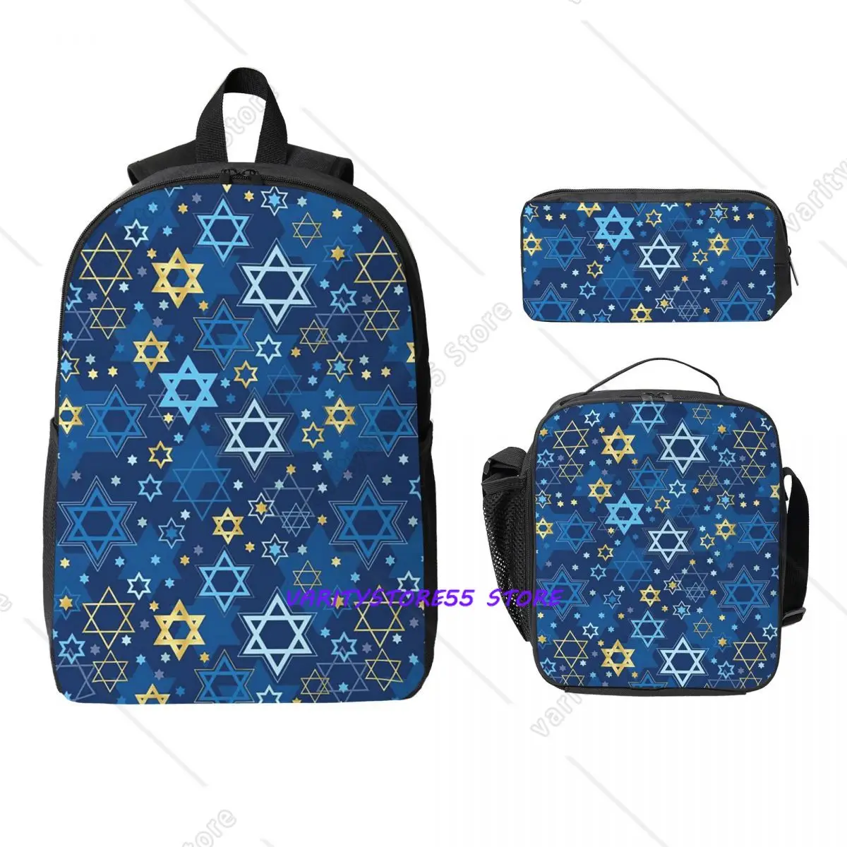 

Star Of David Print Backpack Student Boys Girls BookBag School Bag Computer Shoulder Bags 3ps Insulated Lunch Bag Pencil Case