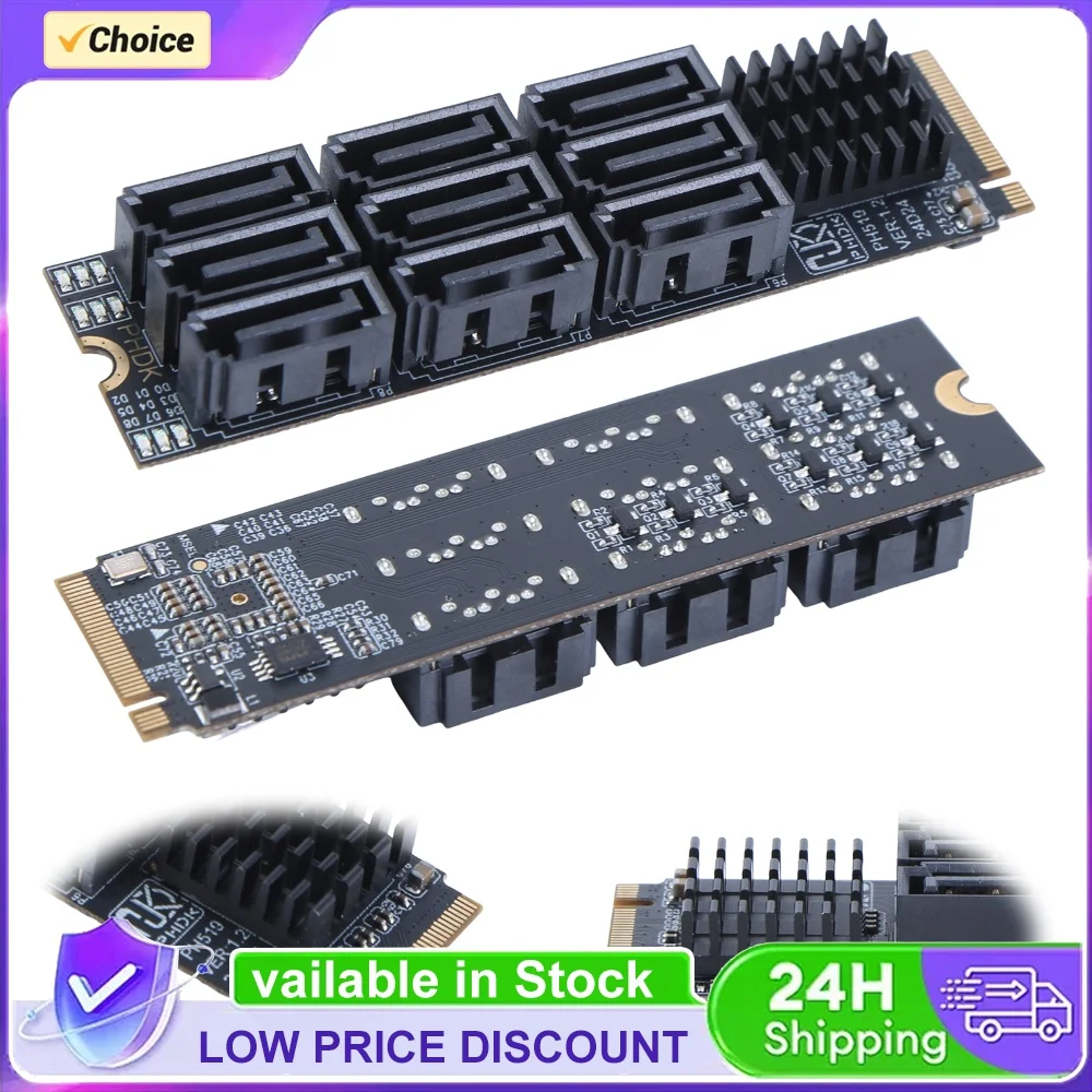 for M.2 for M KEY Nvme To 9 Ports SATA 3.0 Adapter 6Gbps for M.2 To SATA Adapter PCIE 3.0 X2 Hard Disk Capacity for Desktop PC