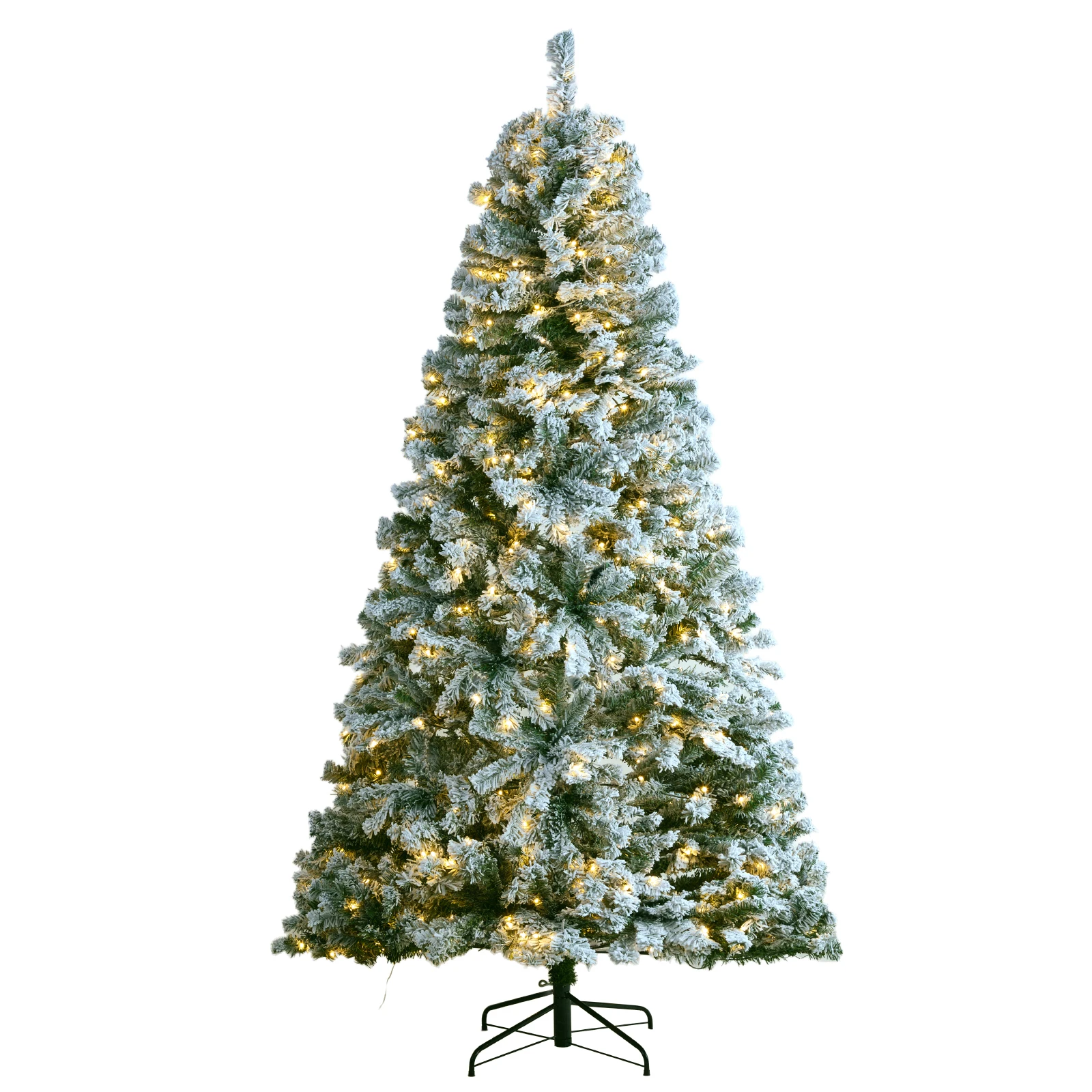 VEVOR Christmas Tree 7.5ft Prelit Flocked Artificial Tree Full Holiday Xmas Tree Metal Base for Home Party Office Decoration