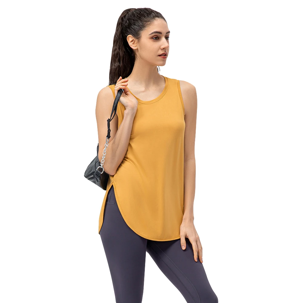 LUKITAS Women Yoga Shirt Tank Sport Vest Fitness Workout Solid Wear Tank Gym Running Loose Top Female Sleeveless Shirt Plus Size