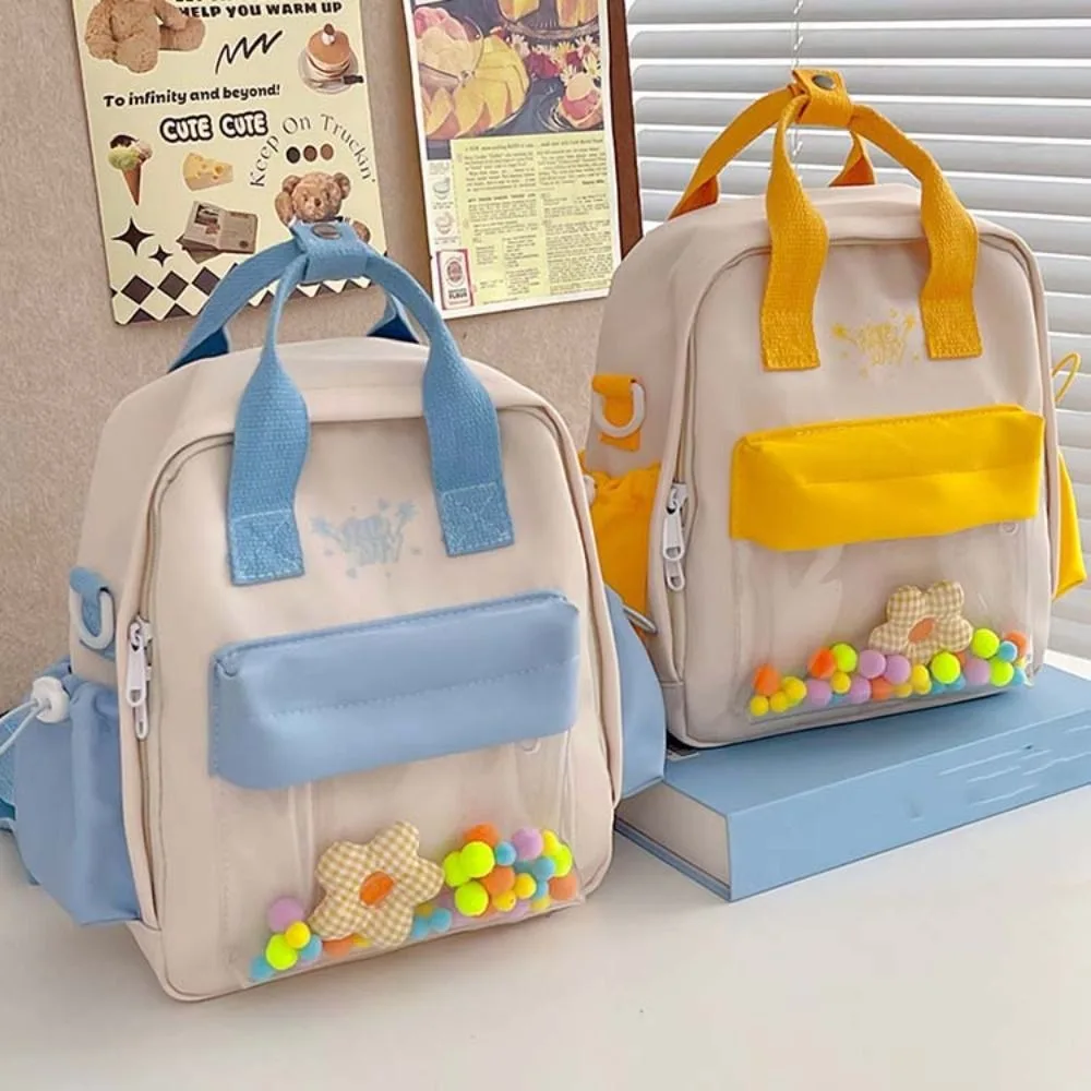 Borsa da scuola tascabile trasparente in Nylon con cerniera giocattoli trasparenti di grande capacità zaino Color caramella multifunzionale in stile giapponese