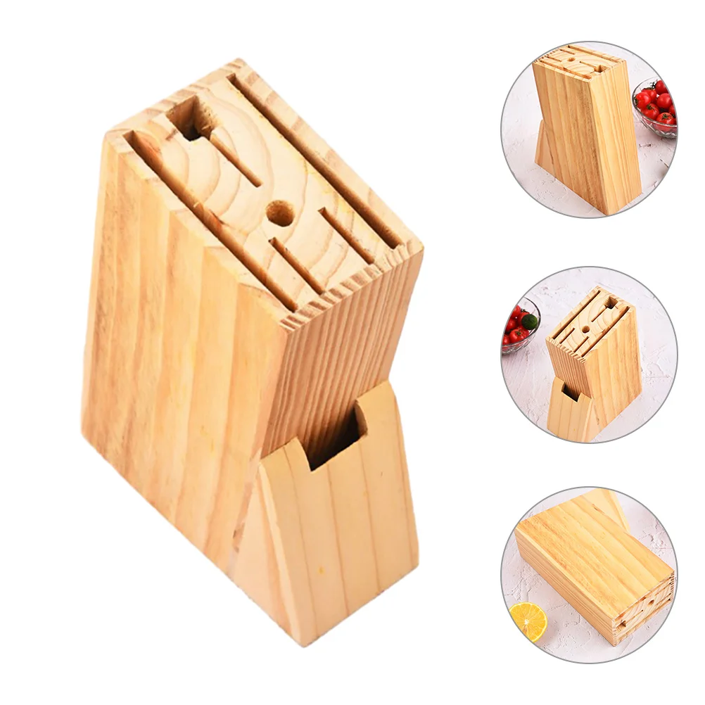 

Countertop Butcher Block Wooden Knife Holder Serving Utensils Kitchen Accessory