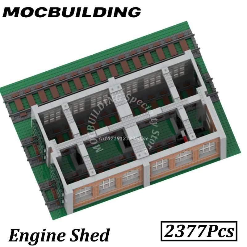 Motor galpão acessórios ferroviários modelo cidade edifícios exibir moc blocos de construção tijolos brinquedos construção presentes natal