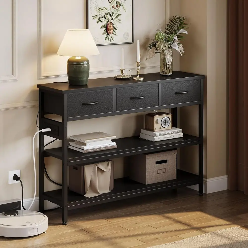 Entryway Table with Outlets, 3 abric Ders, 43 in ole Table | 43.3