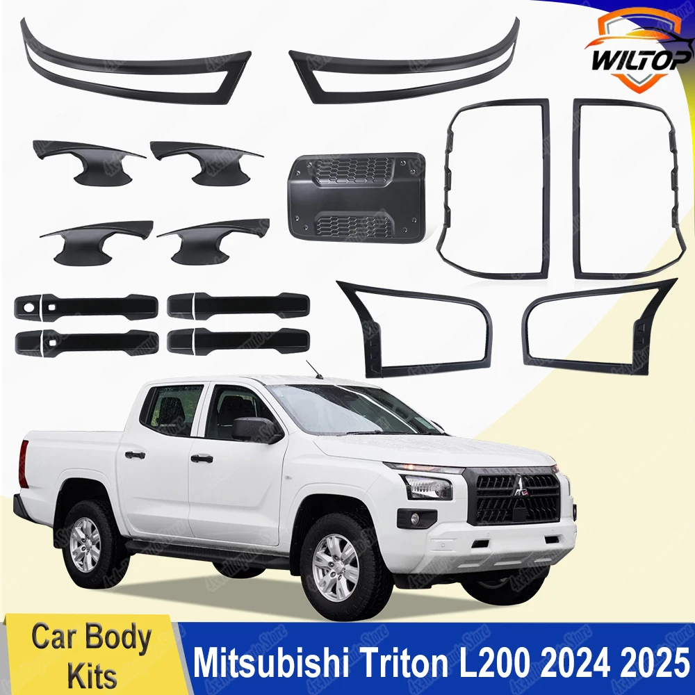 Car Body Kits for MITSUBISHI TRITON L200 Double Cab ABS Matte Black Auto Parts Protector Cover Front Rear Lamp Hoods Accessorie