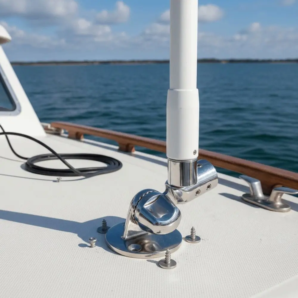 316 Stainless Steel Antenna Base 25mm Round 7/8 Inch Marine Mount Adjustable Design Deck Base Antenna Ratchet Marine Use
