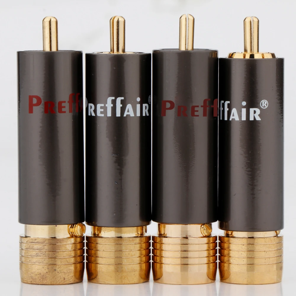 4pcs Preffair R1713 High Quality Audio RCA Brass Body and Collet Connector Locking RCA Connector Plugs