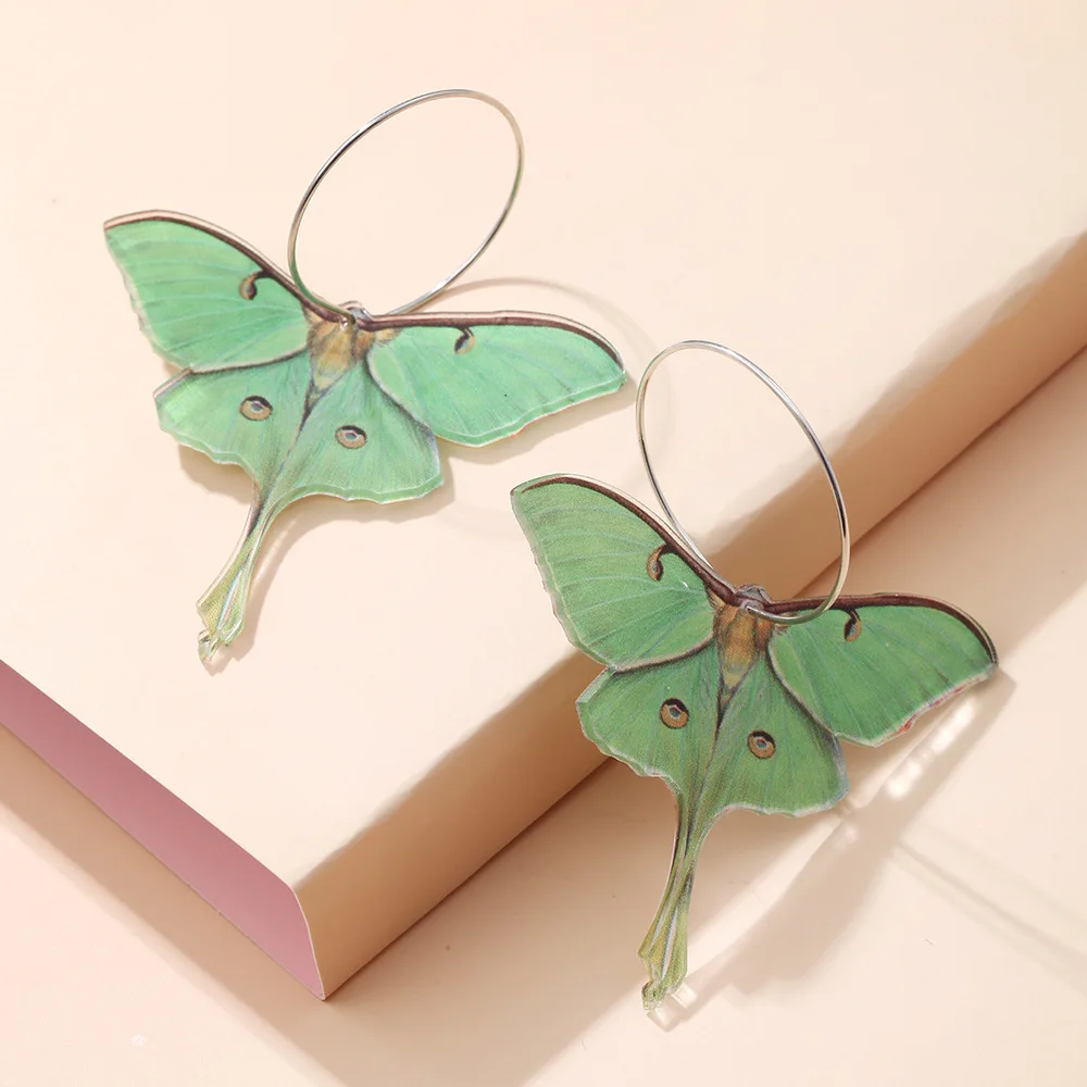 Actias Luna Resting Pose Green Saturn Moth REPLICA Earrings Gifts for Women Girls