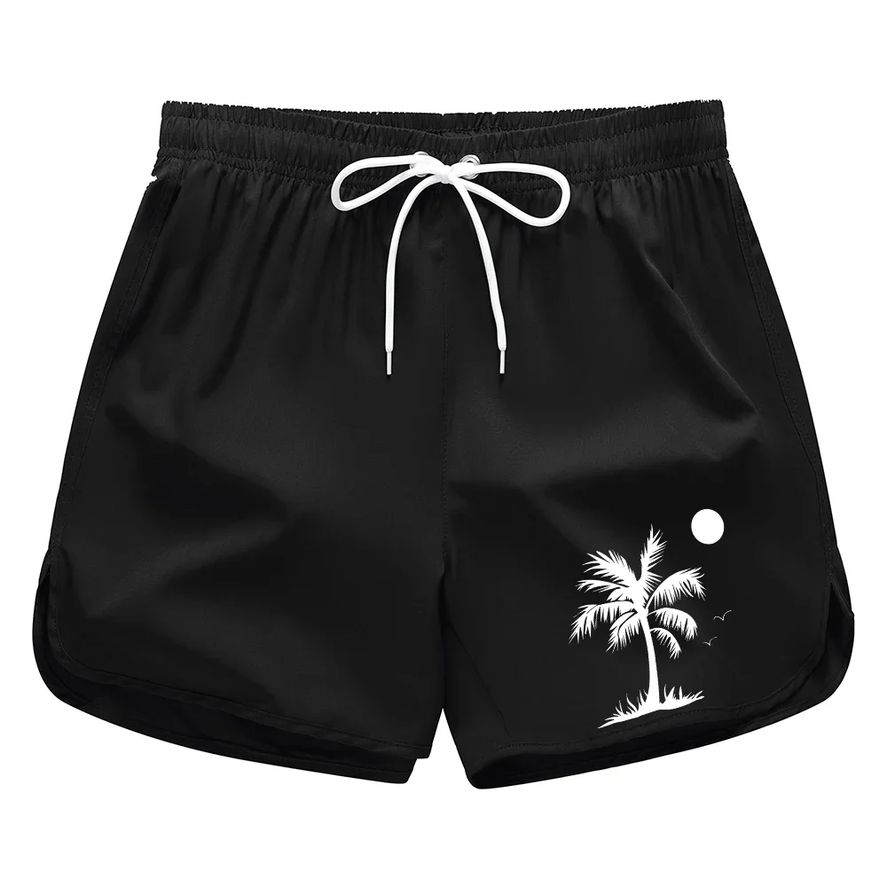 Short de plage imprimé cocotier pour hommes, short d'été décontracté avec cordon de serrage, maillot de bain pour hommes plusieurs