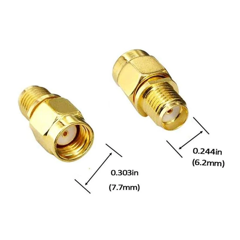 2PCS RF Coaxial Adapter SMA Female to RP-SMA Male (No Pin) Antennas Connector for WiFi Antenna FPV Drone Security Camera Signal