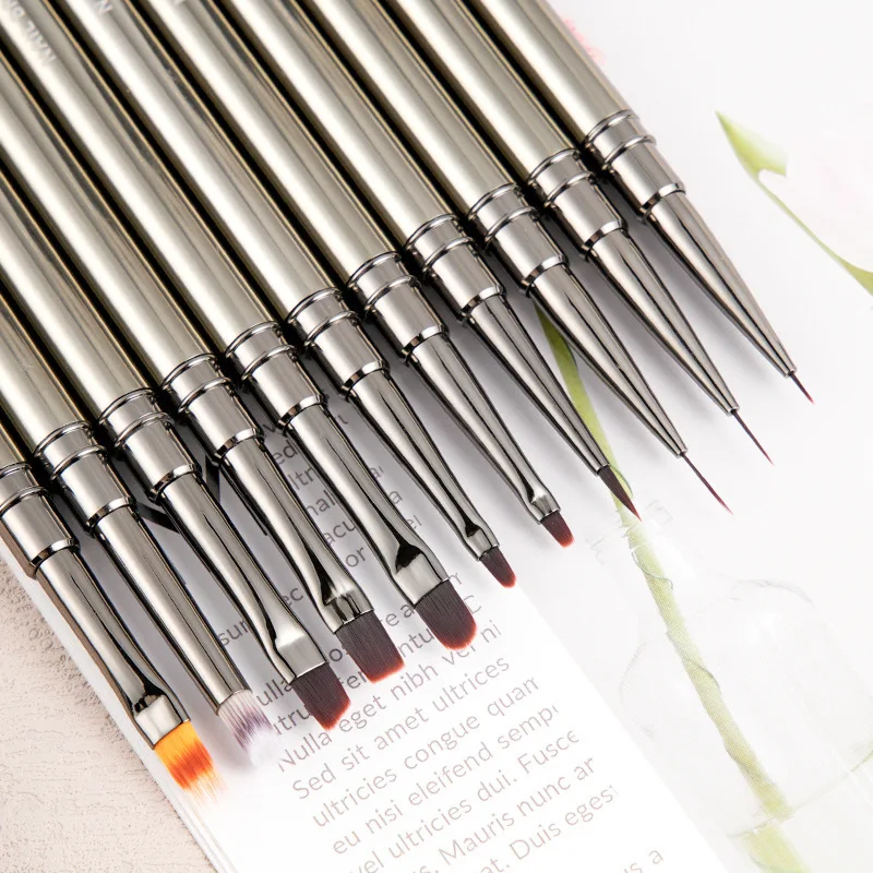 1/12 SZT. Aluminiowy Rysik do Paznokci do Malowania, Rzeźbienia Kwiatów, Linii, Rysowania Liści, Pasków, Manicure