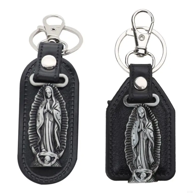 E74E Christian Keychain Metal Holy Women Catholic Pendant Religious Ornament for Handmade DIY Car for Key Ring Gift Supplies