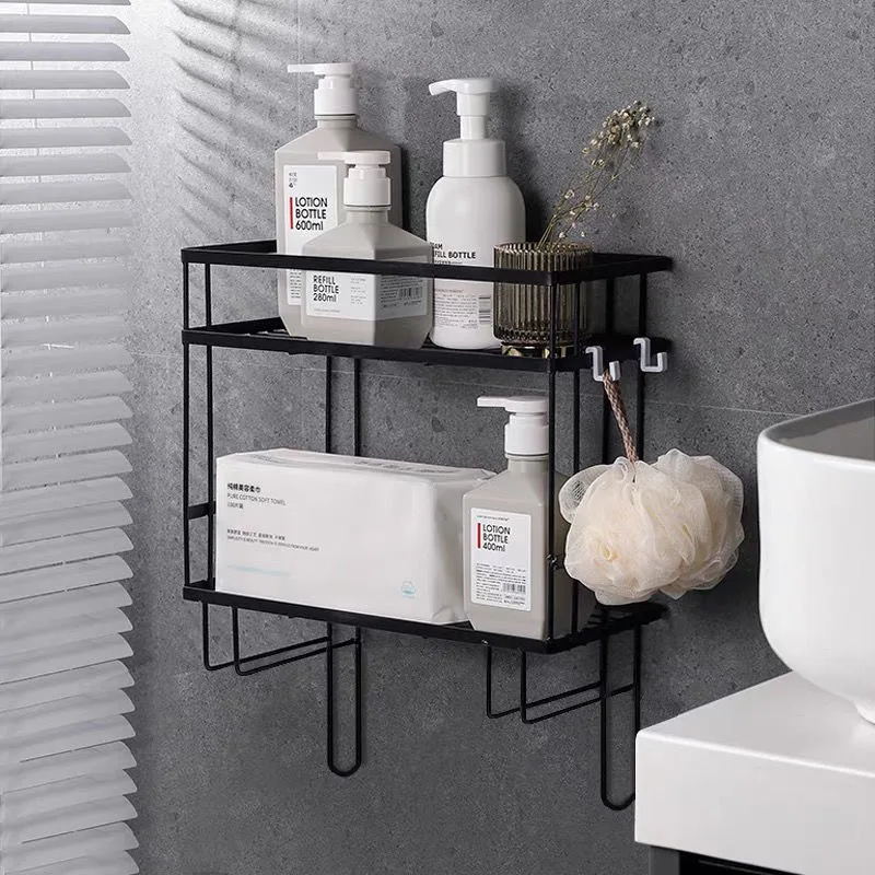 Wall Mounted/Above Toilet Storage Rack With Supporting Feet Shelf Free-Punching Multi-functional Bathroom Rack Home Accessories