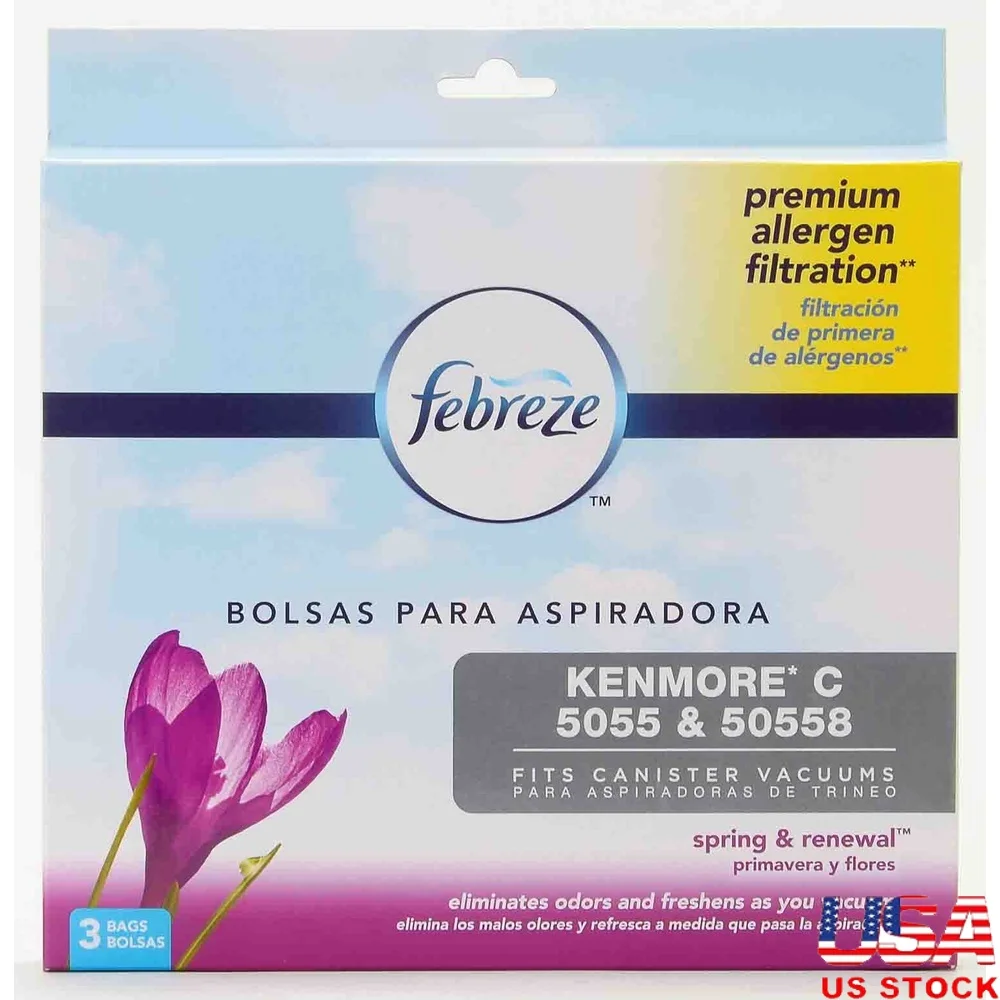 

Kenmore C Вакуумные пакеты, 3 упаковки, пружинный обновляющий аромат, алергенная фильтрация, устранение запаха, совместимые канистры-фильтры