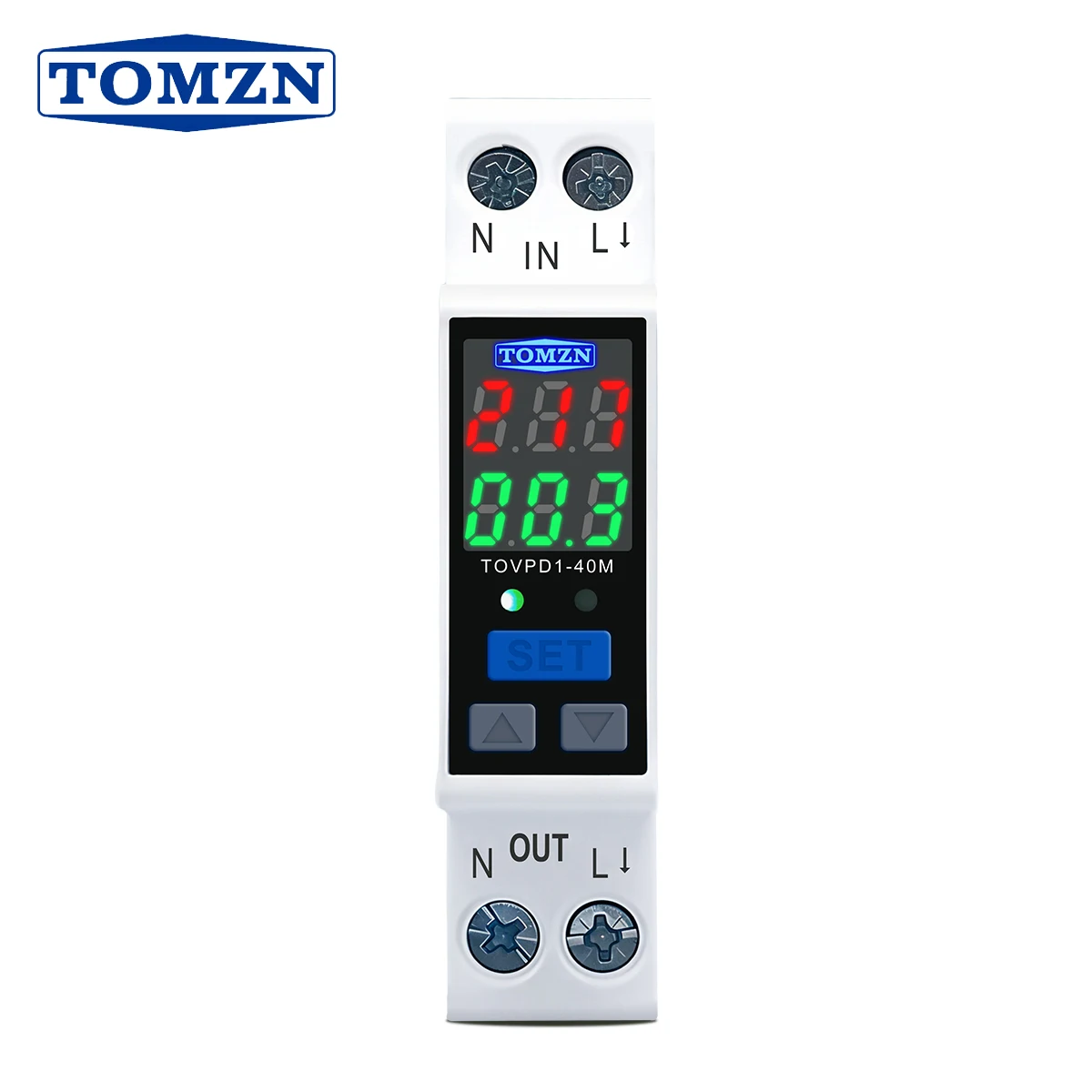 Реле защиты TOMZN 18 мм на DIN-рейку с двойным дисплеем, регулируемое, 40А, AC110V-230V, от перенапряжения, пониженного напряжения и перегрузки по току