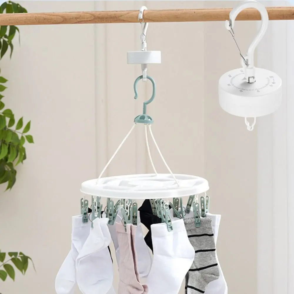 

Windproof Rotating Drying Rack Save Space Automatic Multi-Purpose Clothes Hanger Stability Plastic Storage Hook Laundry
