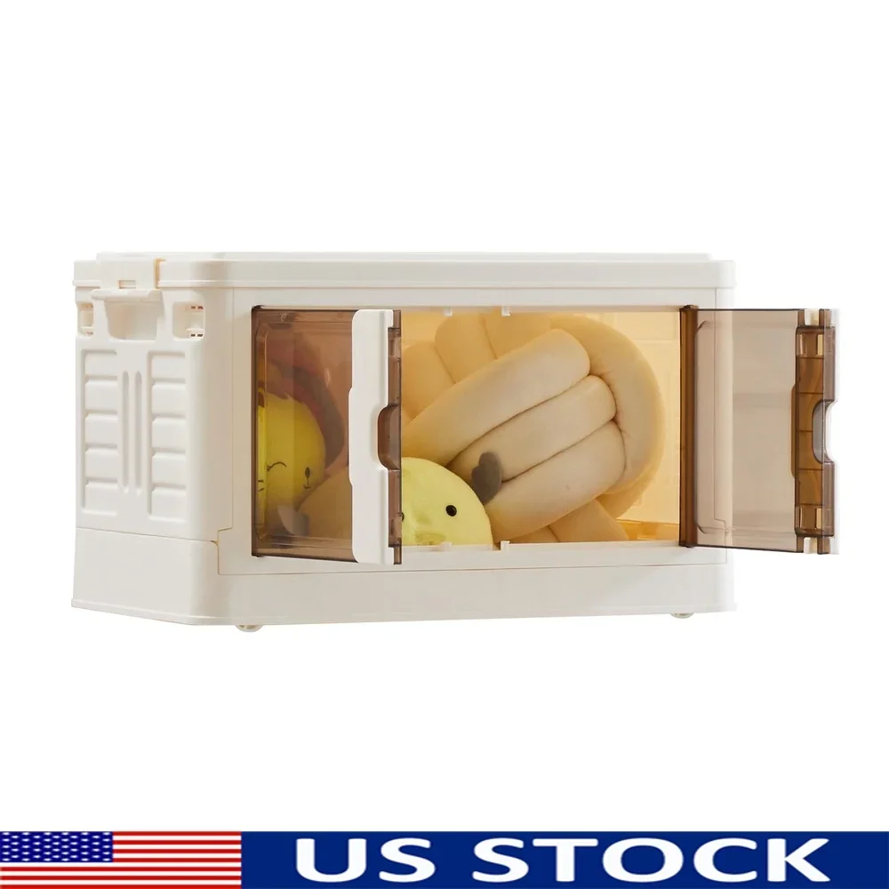 

Stackable Portable Plastic Storage Bins with Wheels Lids Home Organization Easy Access Foldable Bins Living Room Bedroom