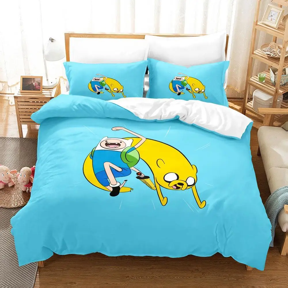 New Anime Adventure Time Bedding Set Duvet Cover Comforter Bed Set Quilt Cover Pillowcase King Queen Twin Size Boys Girl Adult