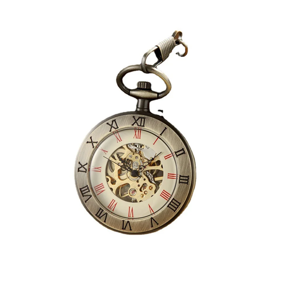 

Retro Pocket Watch Men's and Women's Manual Mechanical Pocket Watch Straight Plate No Cover Mechanical Watch