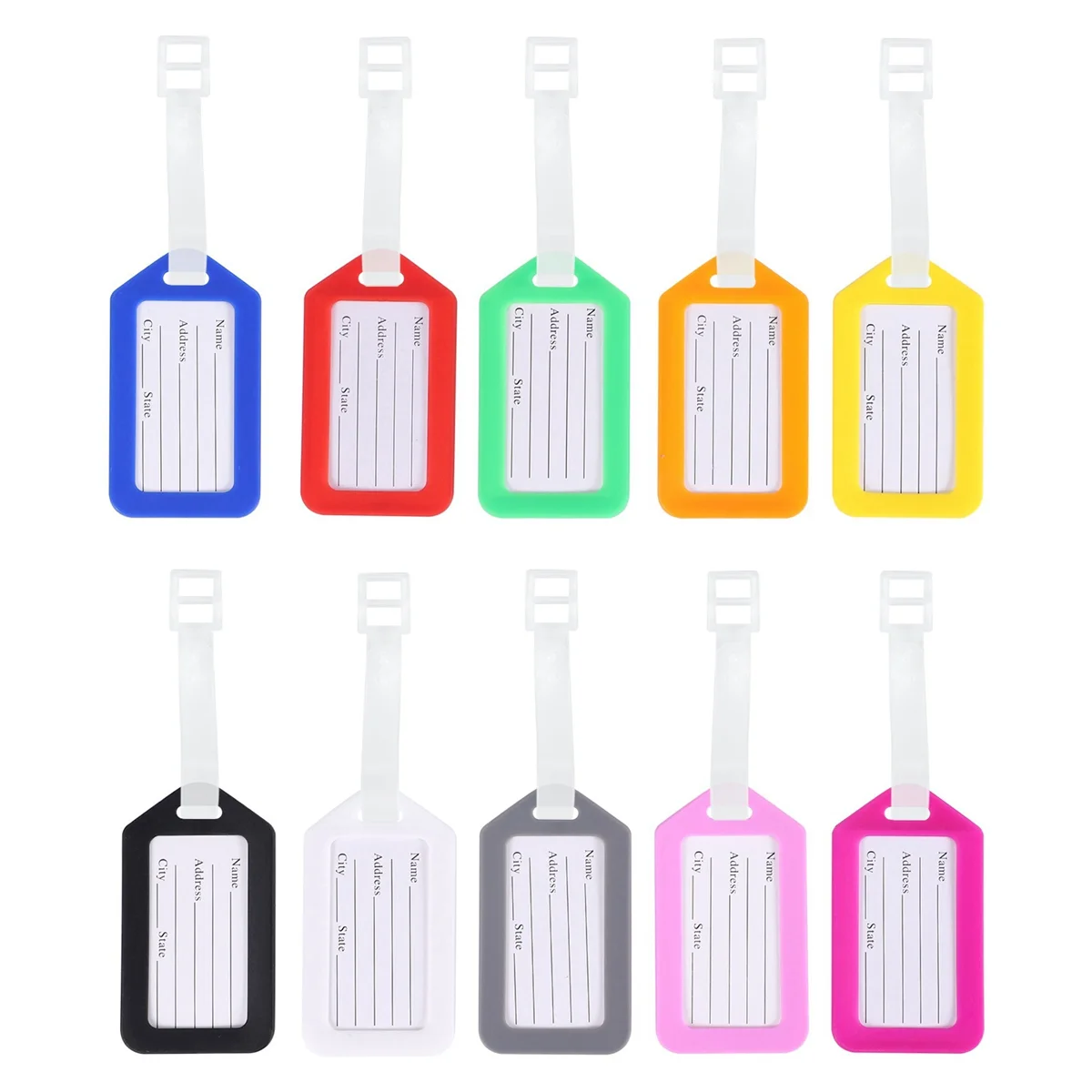 10 Travel Luggage Bag Tag Plastic Suitcase Baggage Office Name Address ID Label